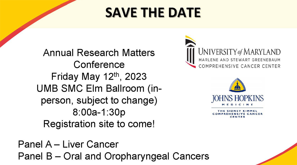 UMGCCC JHU Research Matters Conference 2023